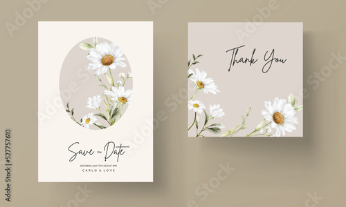 elegant daisy flower wedding invitation card template