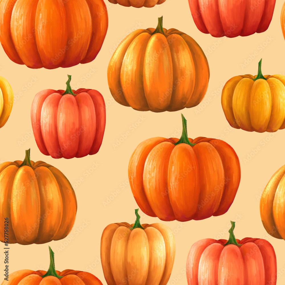 seamless pattern of pumpkins. For halloween or thanksgiving design. seamless pattern of pumpkins. For halloween or thanksgiving design.