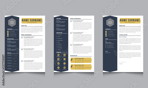 Dark Sidebar with Personal resume template. professional CV forms and minimalist resumes vector set