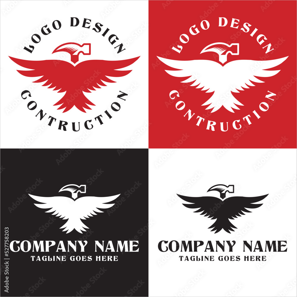 hammer eagle logo design, eagle and hammer emblem logo design
