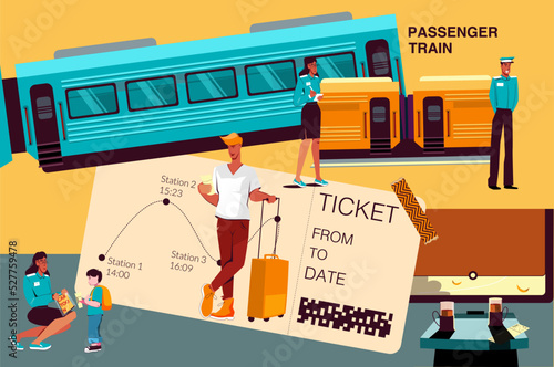 Passenger Train Flat Collage