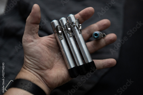 Radiation Dosimeters in hand