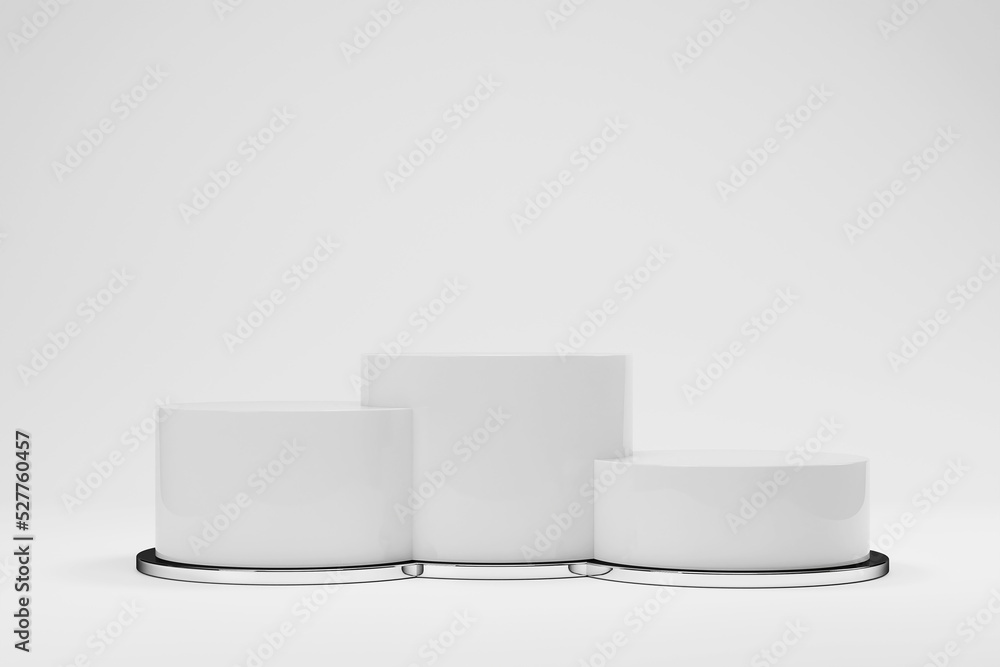 3d rendering luxury white pedestal and podium modern geometry on white background for product display 3d rendering luxury white pedestal and podium modern geometry on white background for product display