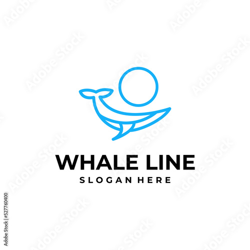 Whale logo design with line