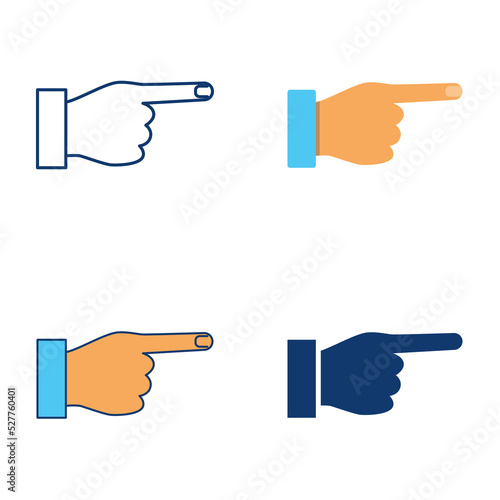Hand with pointing finger icon set