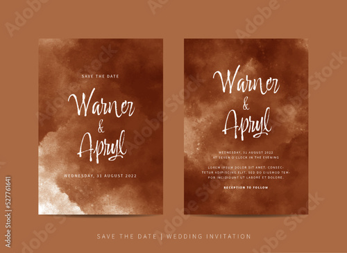 Set of wedding invitation template with abstract watercolor