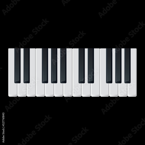 realistic piano keys flat vector illustration isolated on white background