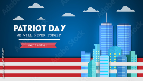 Billede på lærred Patriot Day USA We will Never Forget September 11