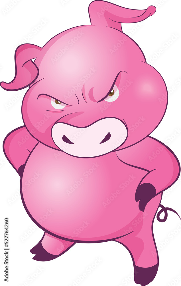 Fototapeta premium cute little pigs cheerful funny dance and many emotion acting