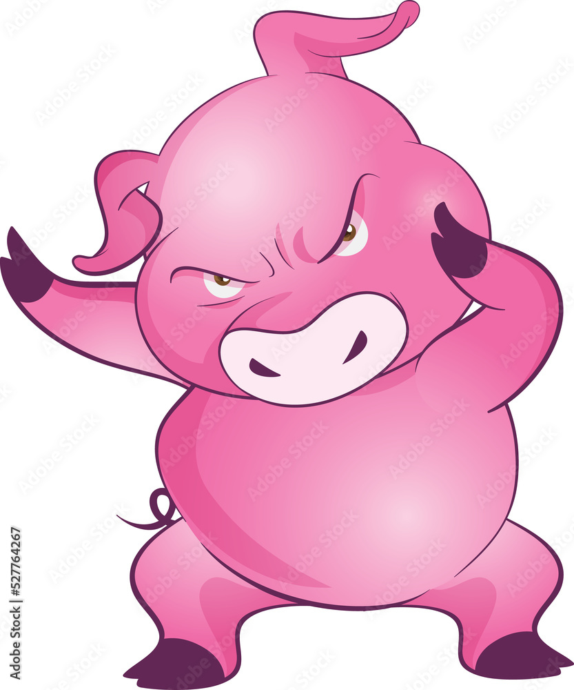 cute little pigs cheerful funny dance and many emotion acting