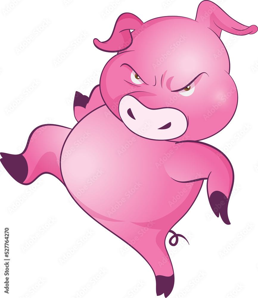 Fototapeta premium cute little pigs cheerful funny dance and many emotion acting