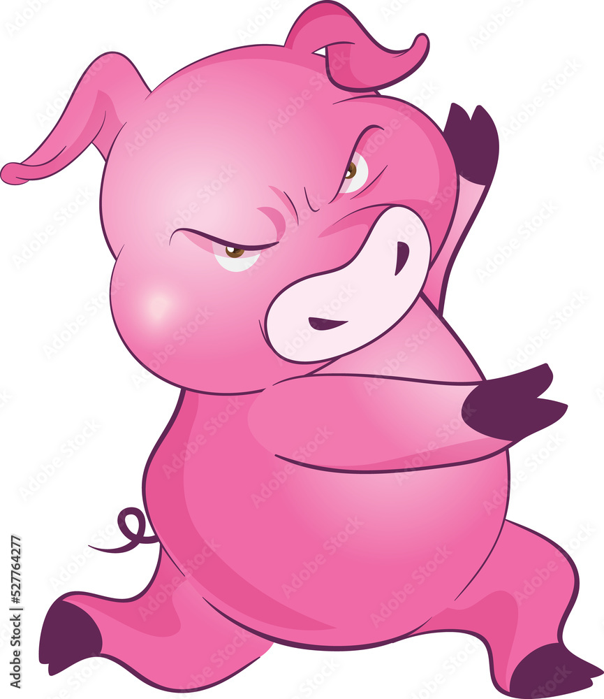 Naklejka premium cute little pigs cheerful funny dance and many emotion acting