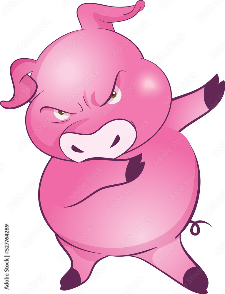 Naklejka premium cute little pigs cheerful funny dance and many emotion acting