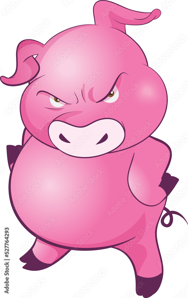 Naklejka premium cute little pigs cheerful funny dance and many emotion acting