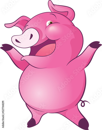 cute little pigs cheerful funny dance and many emotion acting