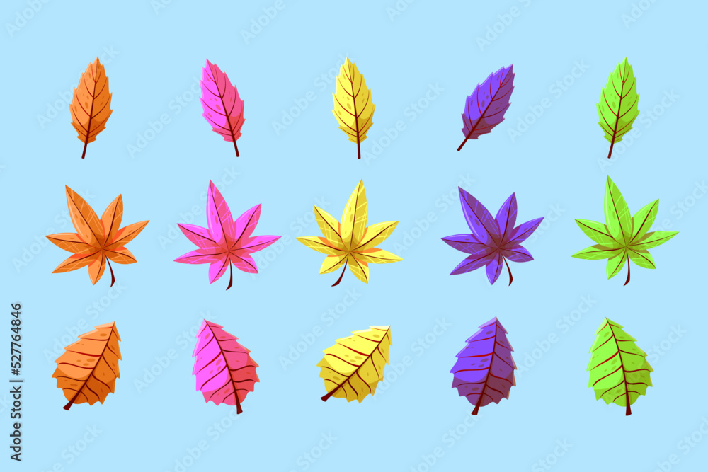 Fototapeta premium Cartoon multicolored pile of fallen leaves.