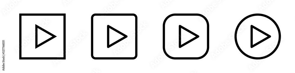 Play button icons. Set of symbol on a white background. Video audio player. Vector illustration Play button icons. Set of symbol on a white background. Video audio player. Vector illustration