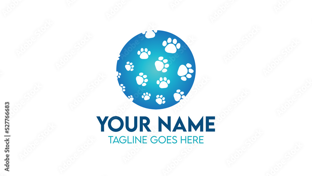 DOG Paw Pet World Creative Globe logo Design DOG Paw Pet World Creative Globe logo Design