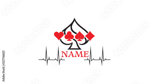 Poker Heartbeat Minimal Logo Design
