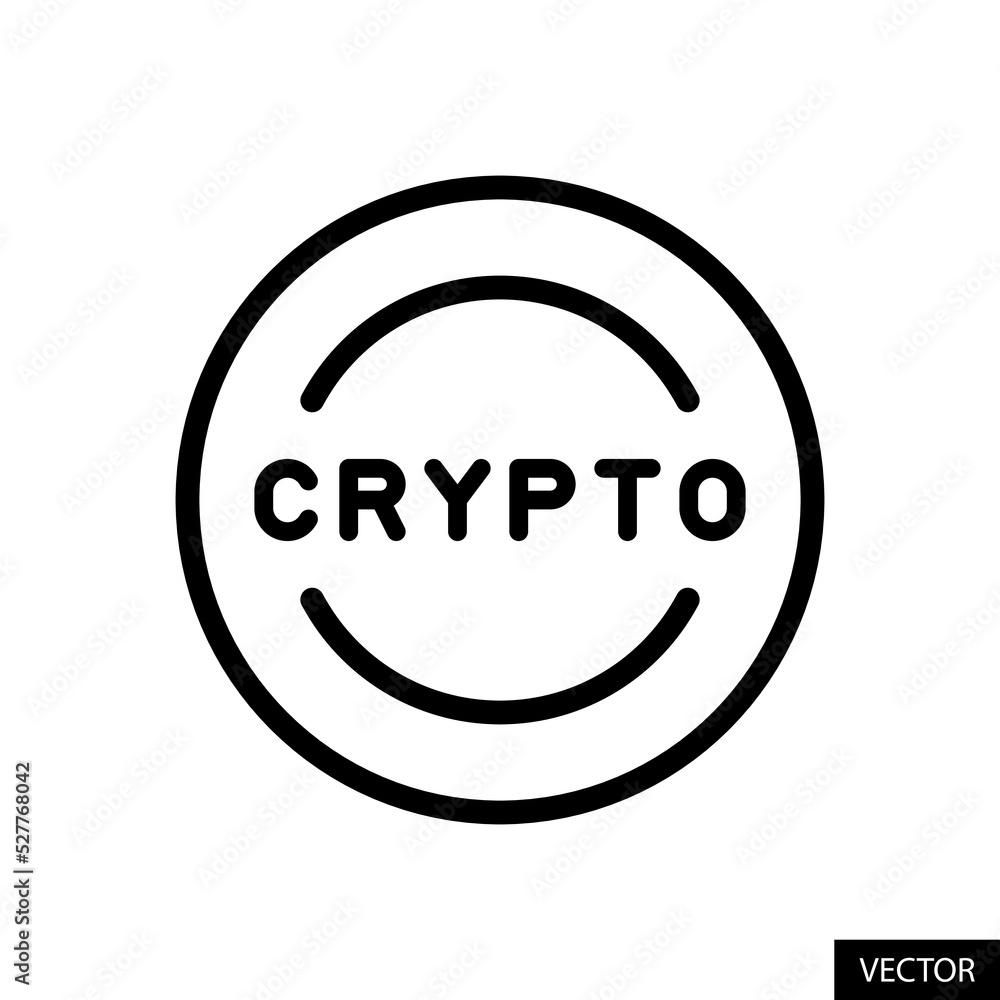 Crypto, Cryptocurrency coin vector icon in line style design for website design, app, UI, isolated on white background. Editable stroke. Vector illustration. Crypto, Cryptocurrency coin vector icon in line style design for website design, app, UI, isolated on white background. Editable stroke. Vector illustration.