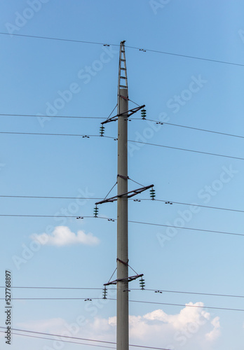 Electric pole against the blue sky