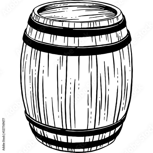 Hand drawn Wooden Barrel Sketch Illustration