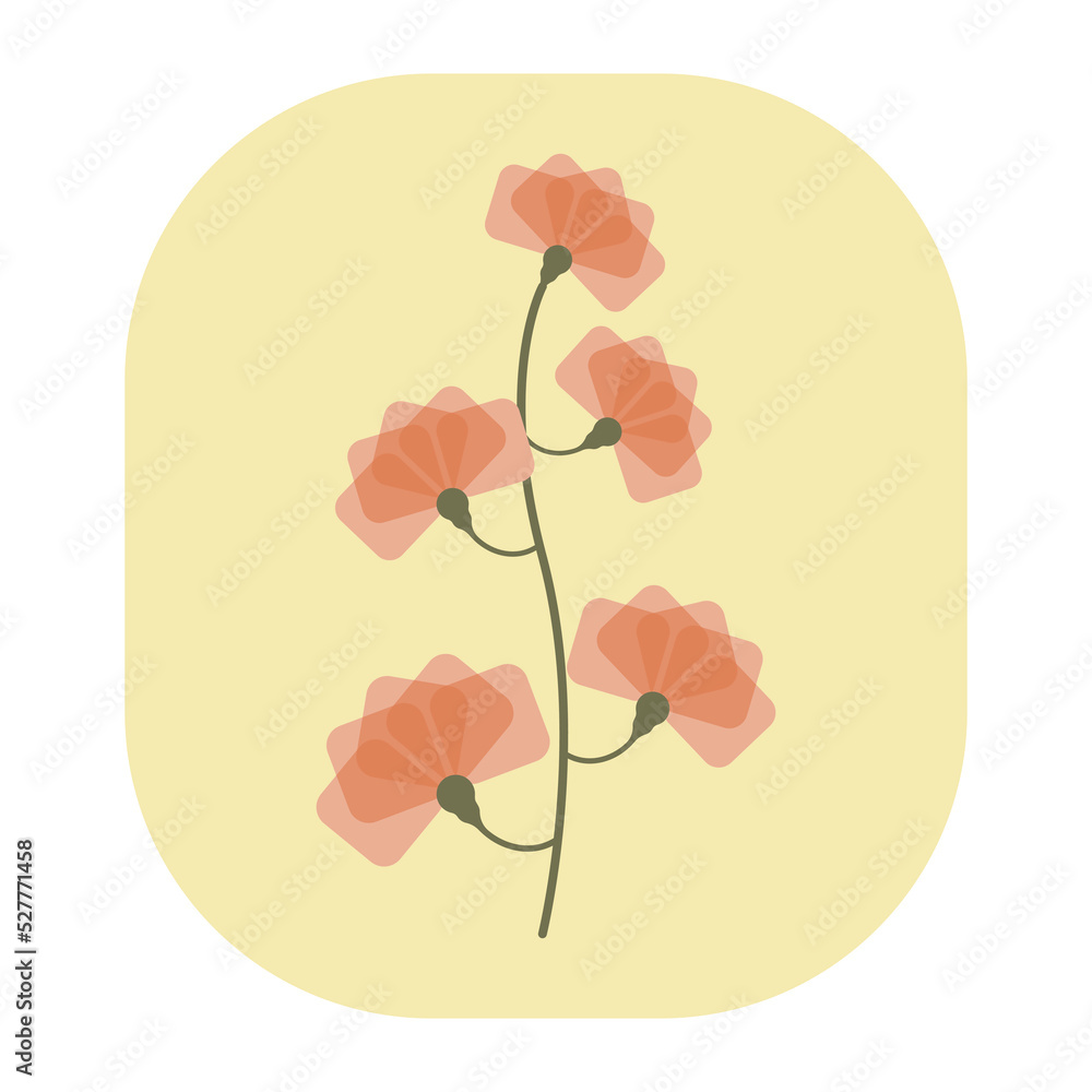 Abstract flower illustration. Design elements for social media, stickers, posters, greeting cards, wall hangings, etc.