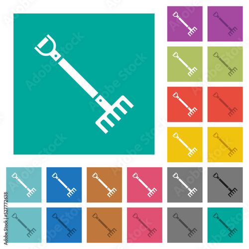 Single rake square flat multi colored icons