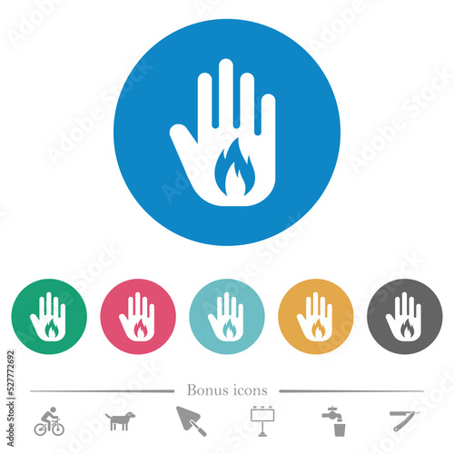 Hand shaped natural gas sanction sign solid flat round icons