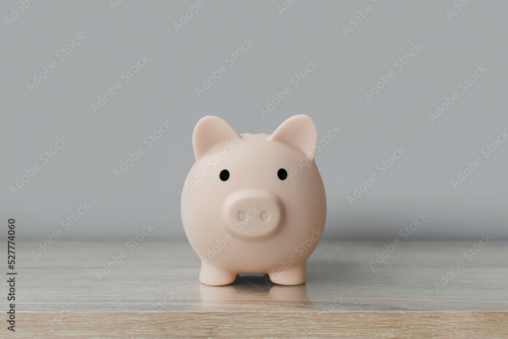 business finance and saving money investment. piggy bank on wood table, saving money wealth and financial concept, business, finance, investment, financial planning