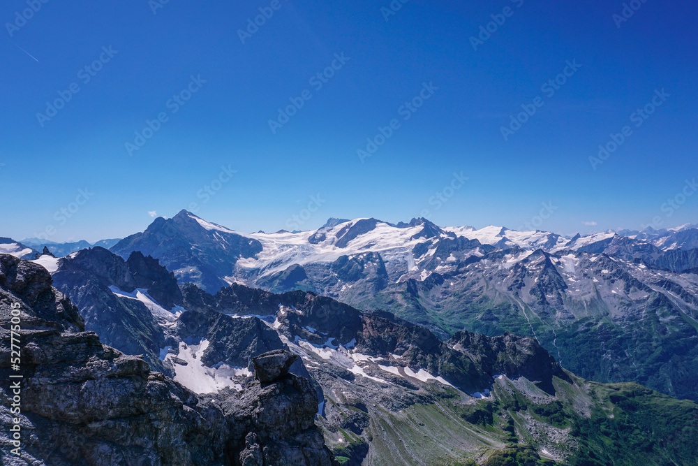 Idyllic panorama view of Glacier. Location place Swiss alps, canton Bern. Scenic image of most popular tourist attraction. Discover the beauty of earth.