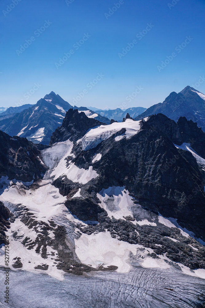 Idyllic panorama view of Glacier. Location place Swiss alps, canton Bern. Scenic image of most popular tourist attraction. Discover the beauty of earth.