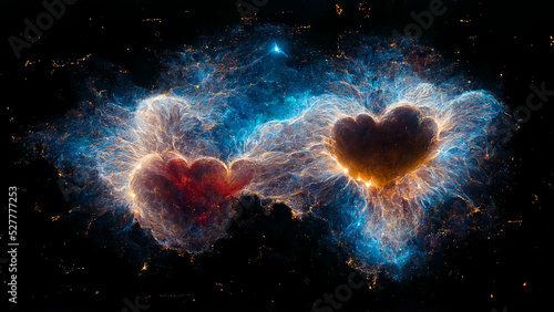 Photo Pareidolia in nebulae, heart shape, romantic astronomy for astronomers in love,