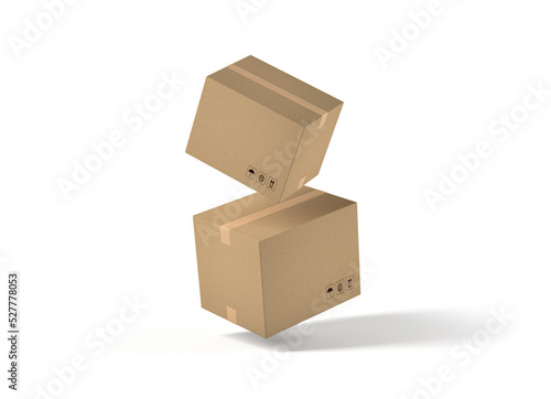 Cardboard shipping boxes isolated on white background © Miquel