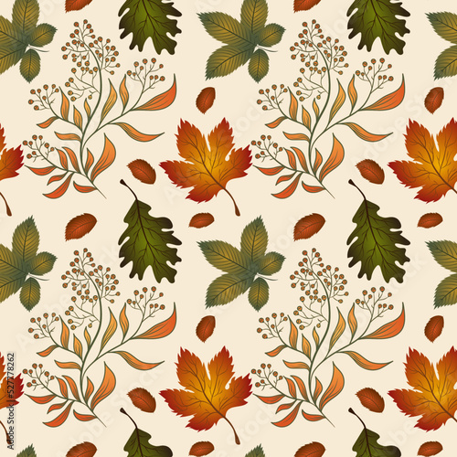 Autumn pattern seamless. Colorful bright foliage.