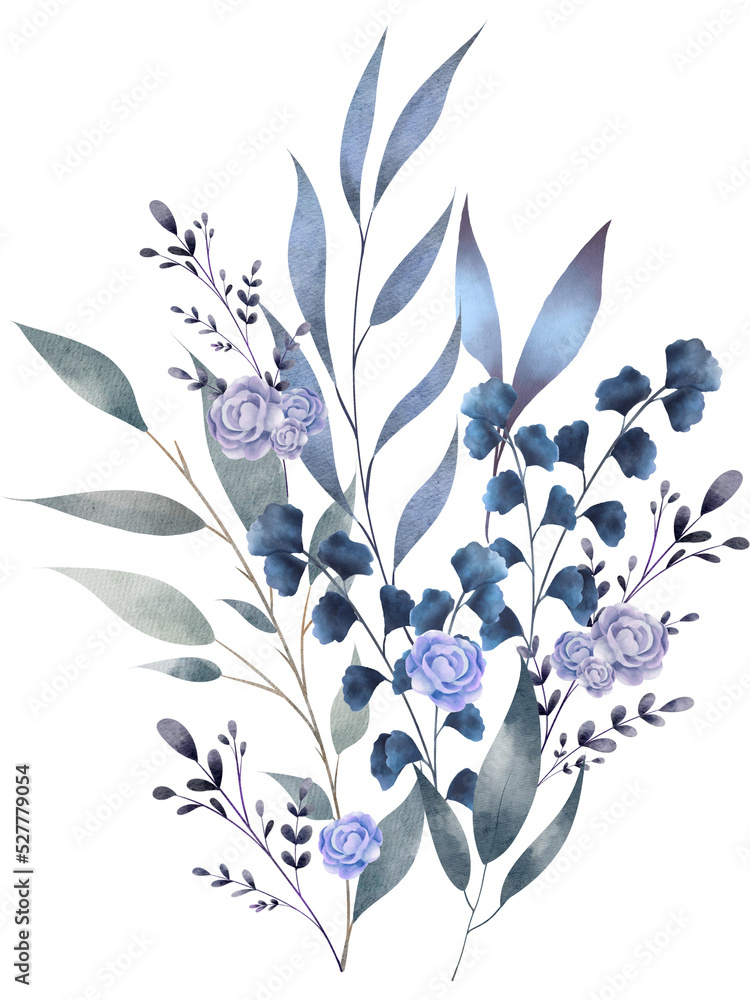 Watercolor of bohemian bouquet illustration Watercolor of bohemian bouquet illustration