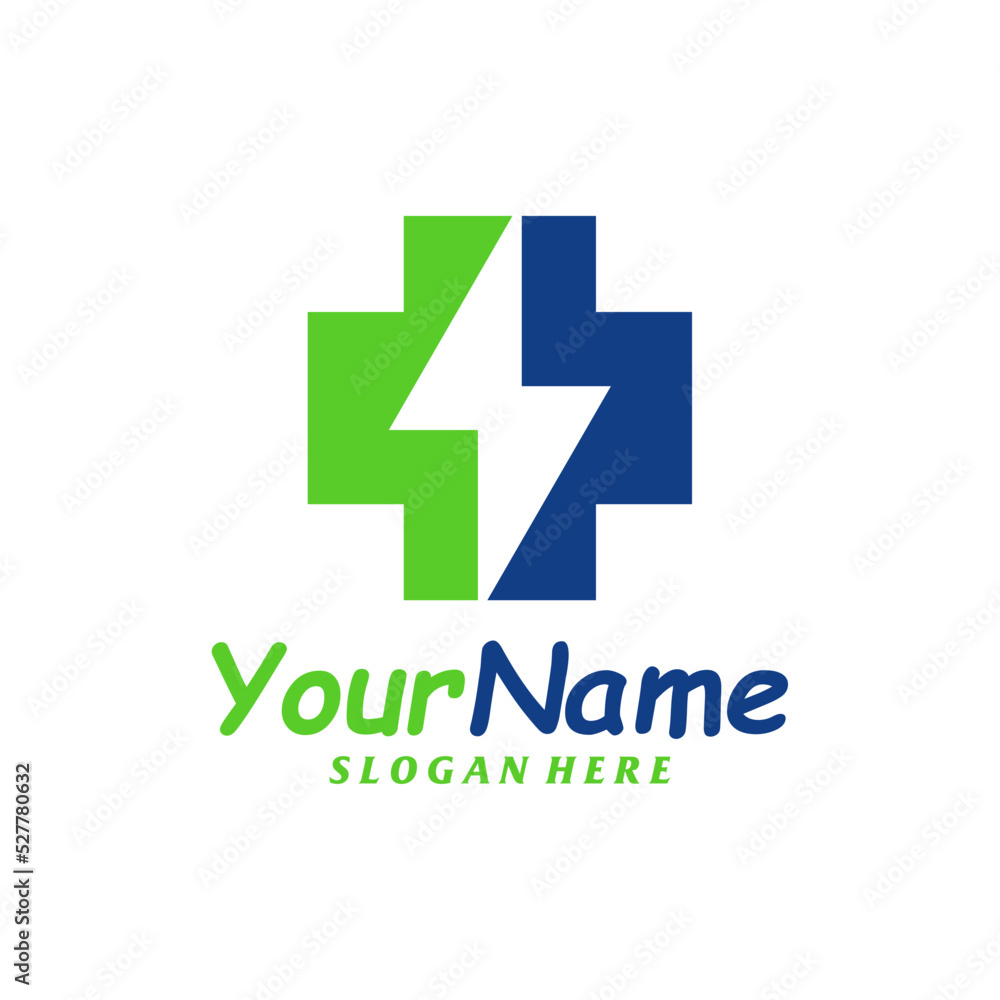 Thunder Health Logo Design Template. Fast Health logo concept vector. Creative Icon Symbol Thunder Health Logo Design Template. Fast Health logo concept vector. Creative Icon Symbol