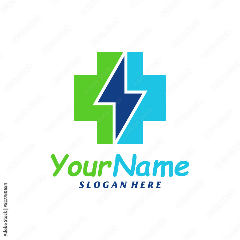 Thunder Health Logo Design Template. Fast Health logo concept vector. Creative Icon Symbol Thunder Health Logo Design Template. Fast Health logo concept vector. Creative Icon Symbol
