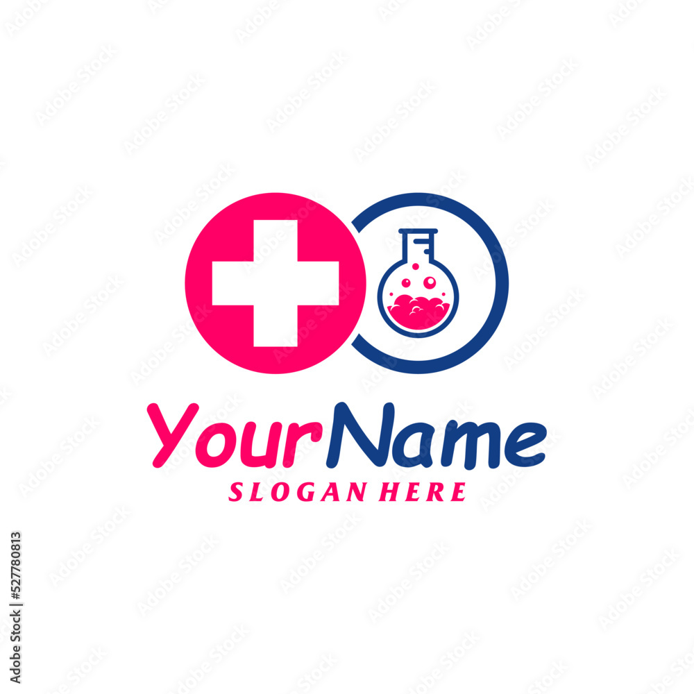 Obraz premium Health Lab Logo Design Template. Health Science logo concept vector. Creative Icon Symbol