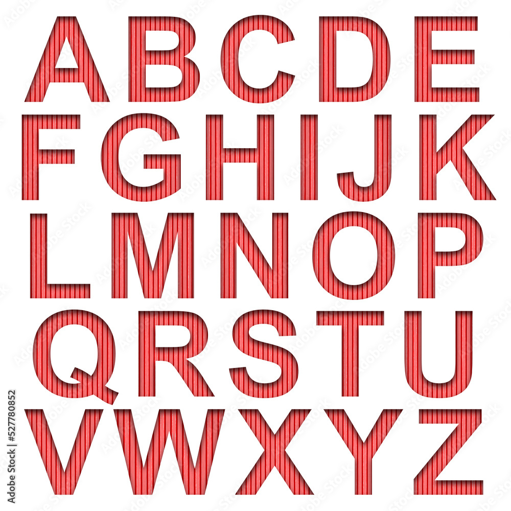 Latin alphabet filled with red shipping container wall texture. Vibrant ...
