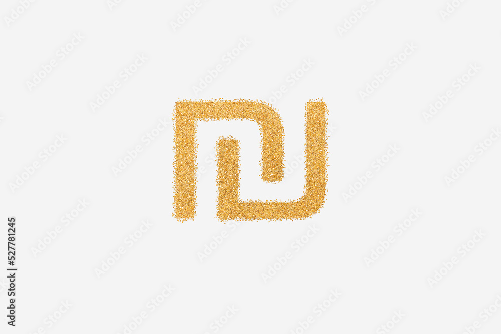 Israeli Shekel sign made of golden glitter Israeli Shekel sign made of golden glitter