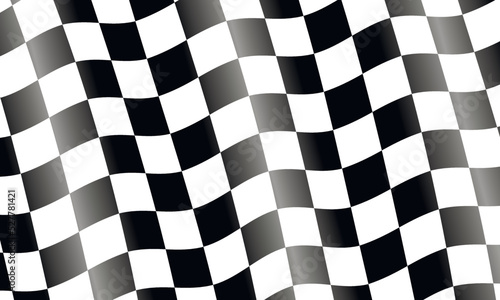 Checkered wave pattern. Black and white square background.