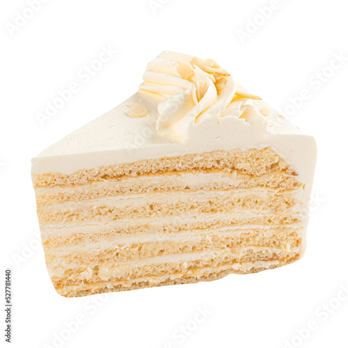Slice of cake frosted with butter cream