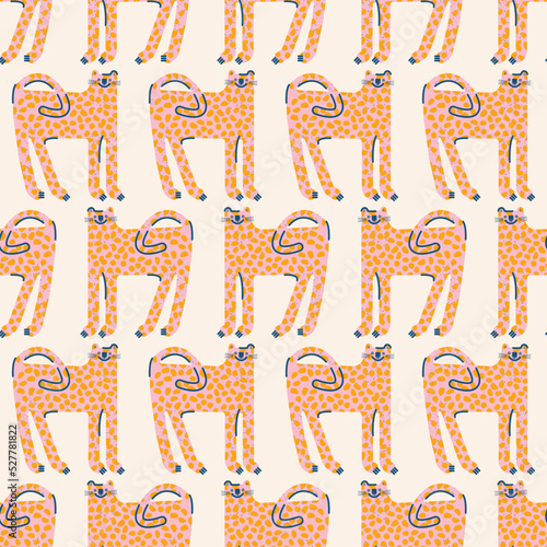 Photography Funny seamless pattern with leopards