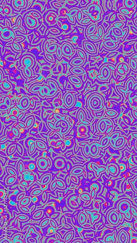 Magenta blue tech texture made of deformed circles, floral theme