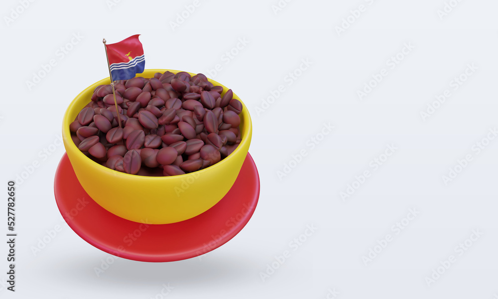 3d coffee day Kiribati flag rendering left view 3d coffee day Kiribati flag rendering left view