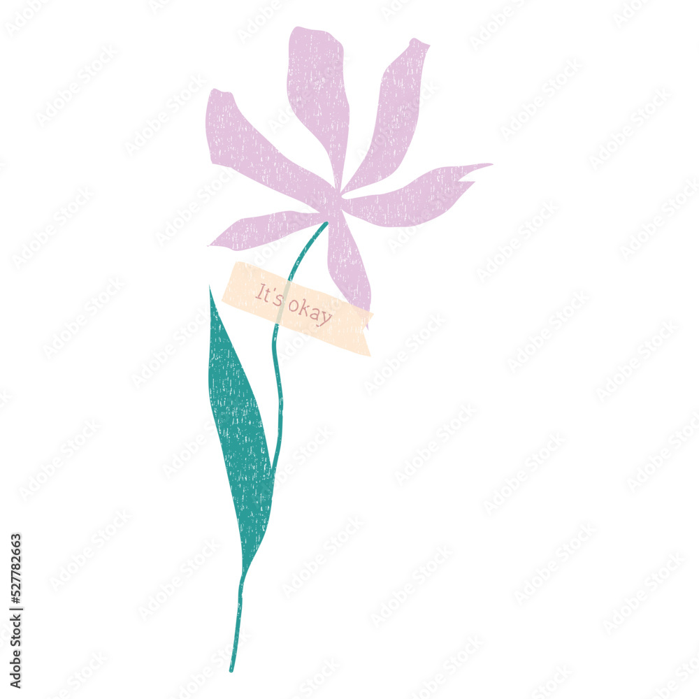 custom made wallpaper toronto digitalHand drawn dried flower with washi tape . Vector element isolated on white background