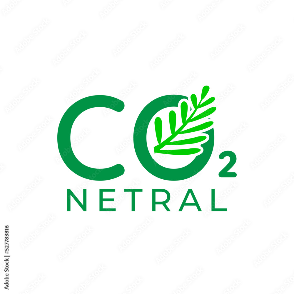 Co2 netral logo. carbon dioxide pollution. ecology and environment symbol. green color Co2 netral logo. carbon dioxide pollution. ecology and environment symbol. green color