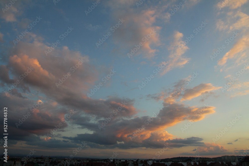 sky,clouds and sunset  as picturesque view 