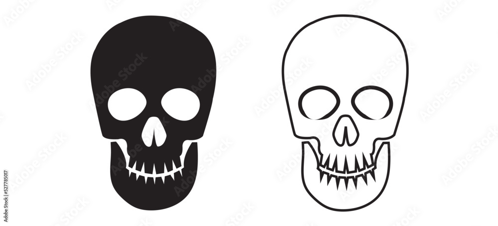 Human skull. Symbol of danger. Abstract concept, icon. Raster illustration on white background. Human skull. Symbol of danger. Abstract concept, icon. Raster illustration on white background.